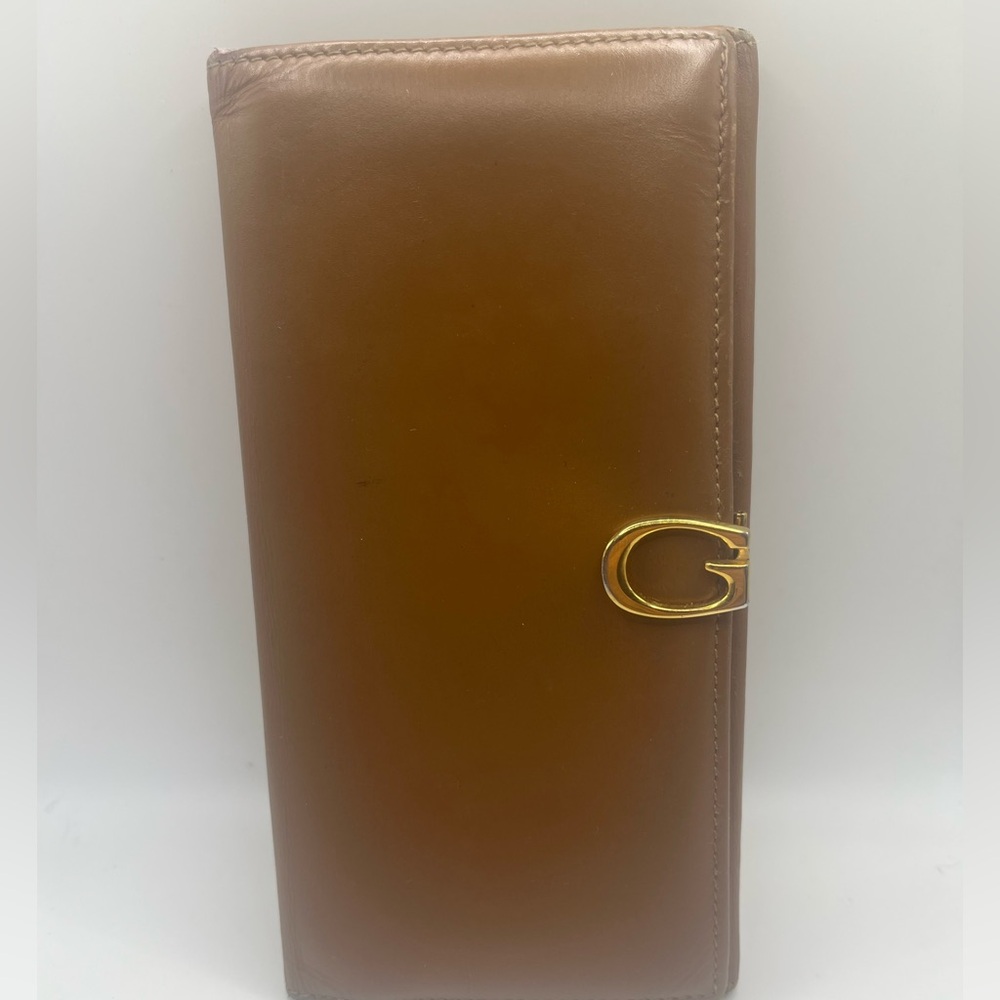 Stylish Brown Leather Wallet with Gold Detail